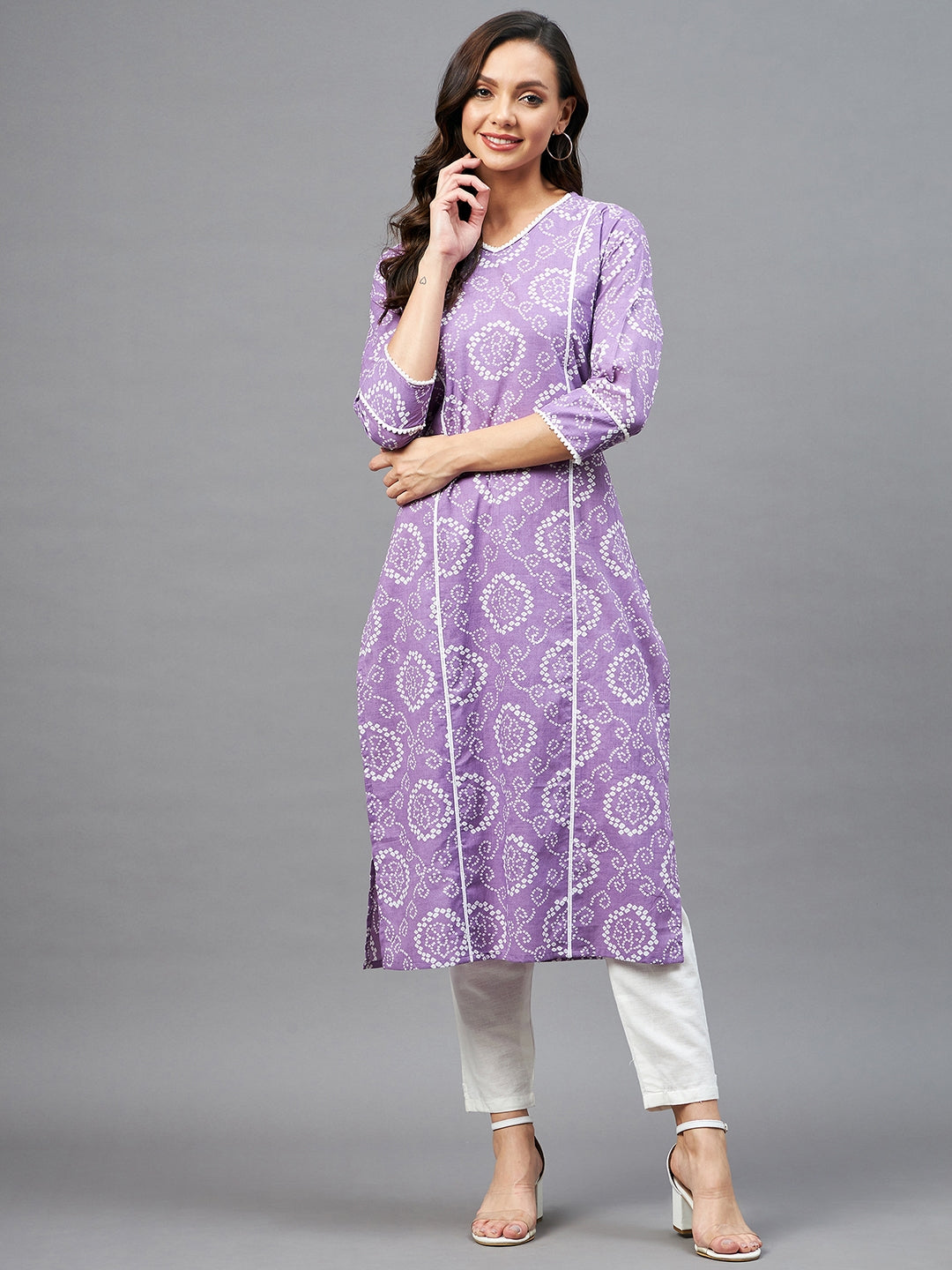 Women's Cotton Straight Purple Kurta - Azira