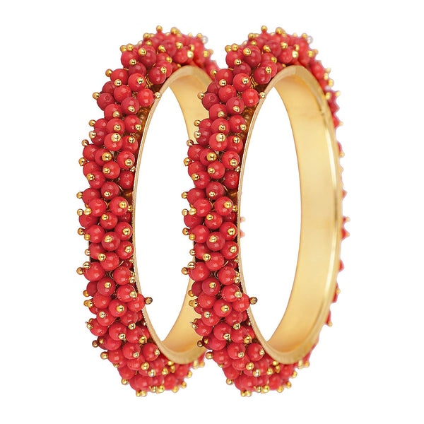 Women's Gold-Plated Beads Work Bangles - Kamal Johar