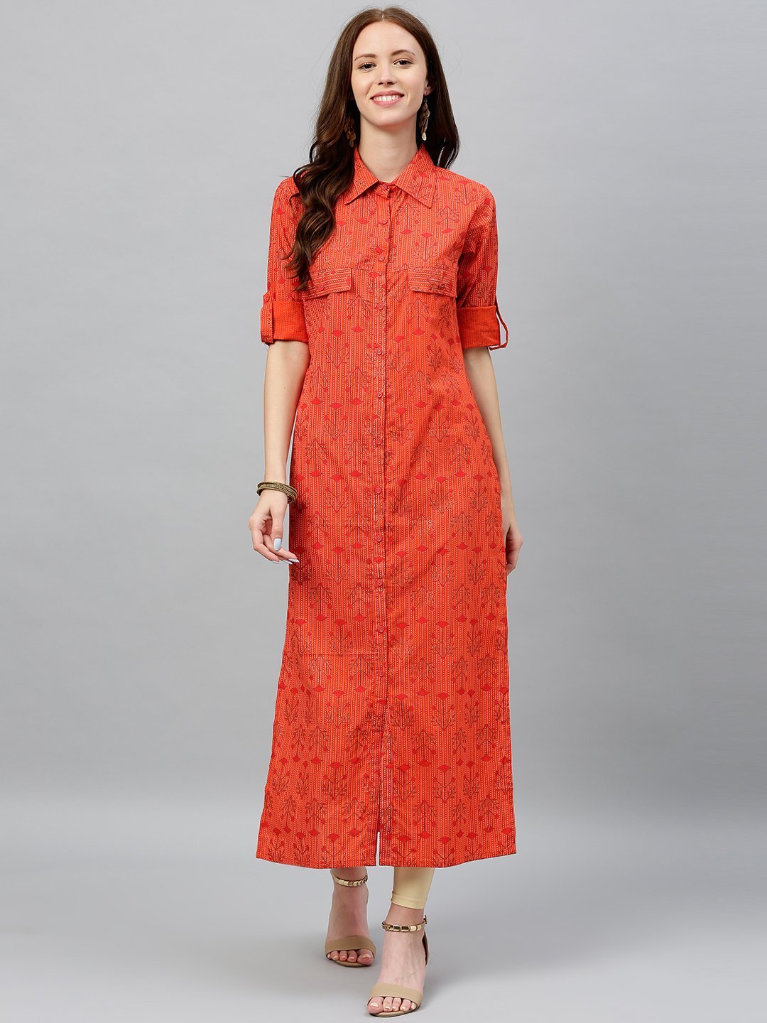 Women's Printed D-Line Cotton Fabric Straight Kurta - Kipek