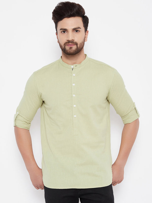 Men's Solid Linen Short Kurta - Even Apparels