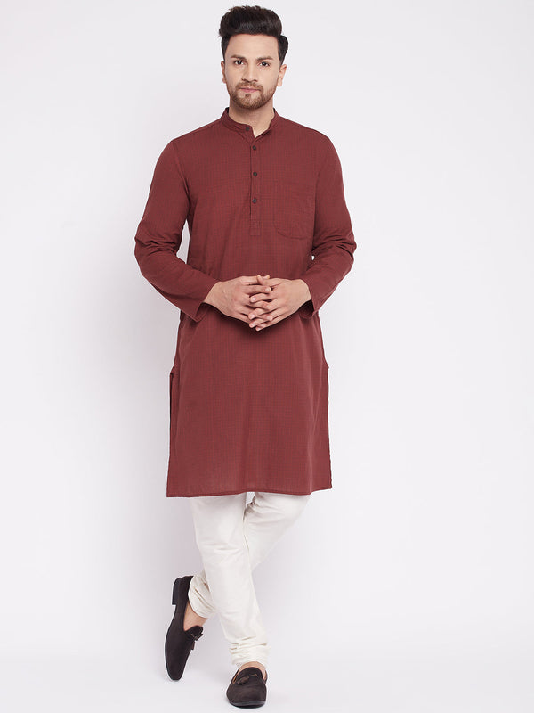 Men's Long Kurta with Band Collar -Even Apparels