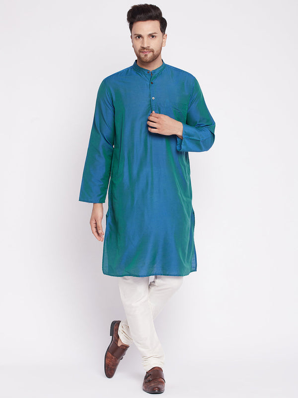 Men's Long Kurta with Band Collar -Even Apparels