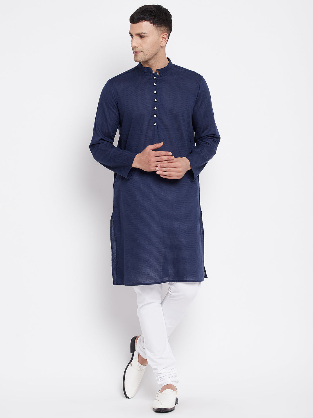 Men's Pure Cotton Kurta With Band Collar - Even Apparels