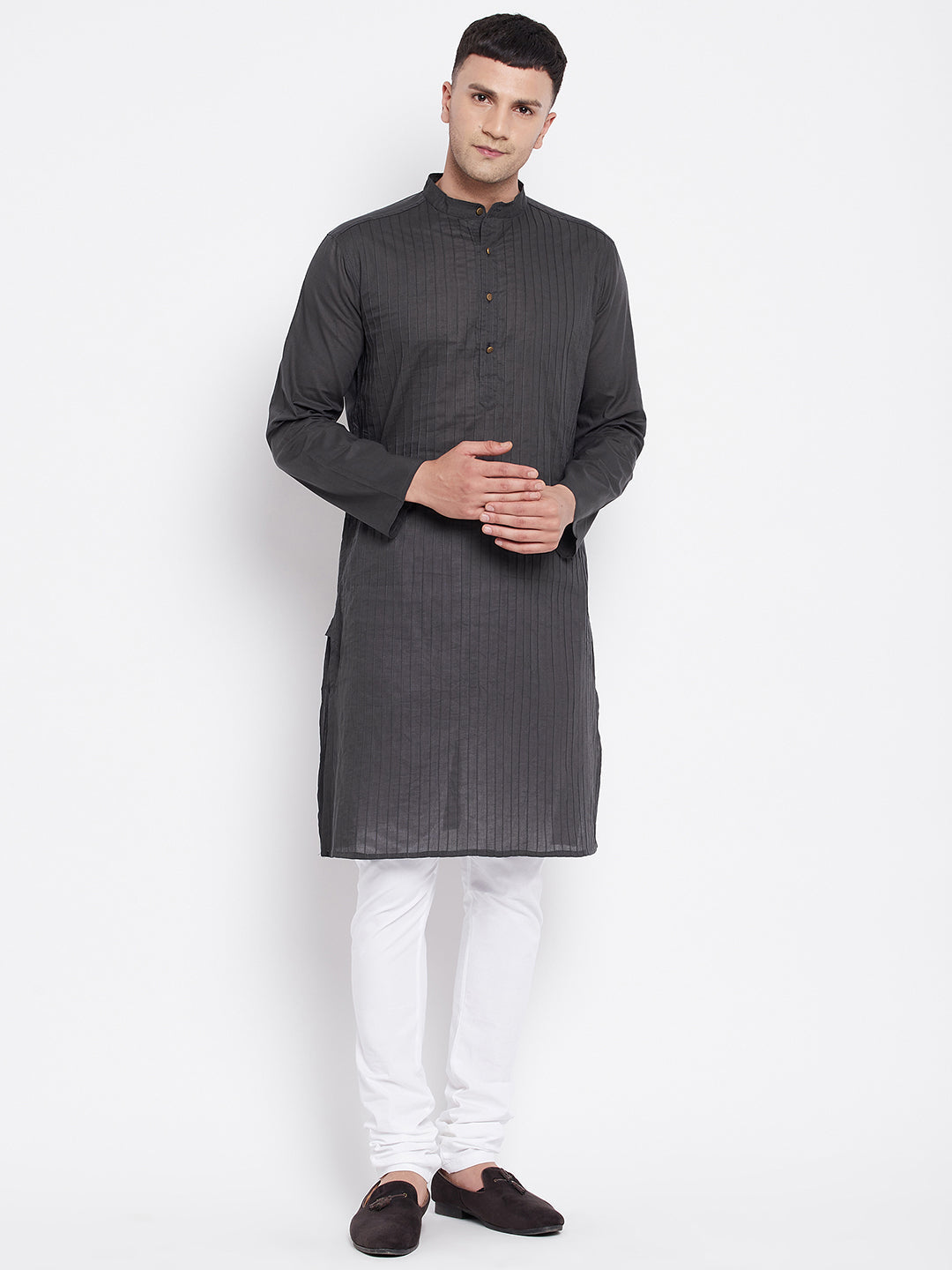 Men's Pure Cotton Kurta With Band Collar - Even Apparels