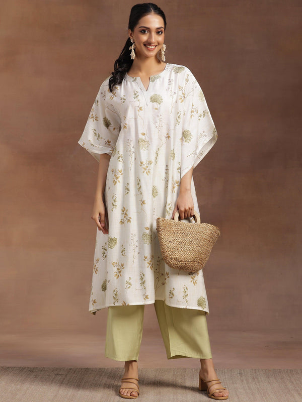 Cream Printed Silk Blend Co-Ords - Jashvi