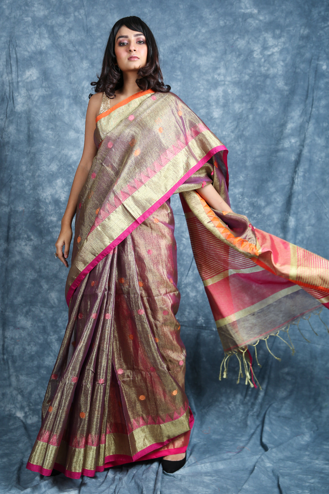 Women's Tissue Saree with Broad Zari Border - Charukriti