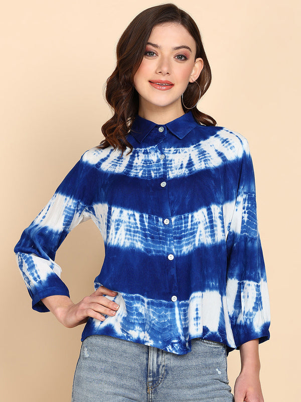 Women's Rayon Blue Shirt - Maaesa