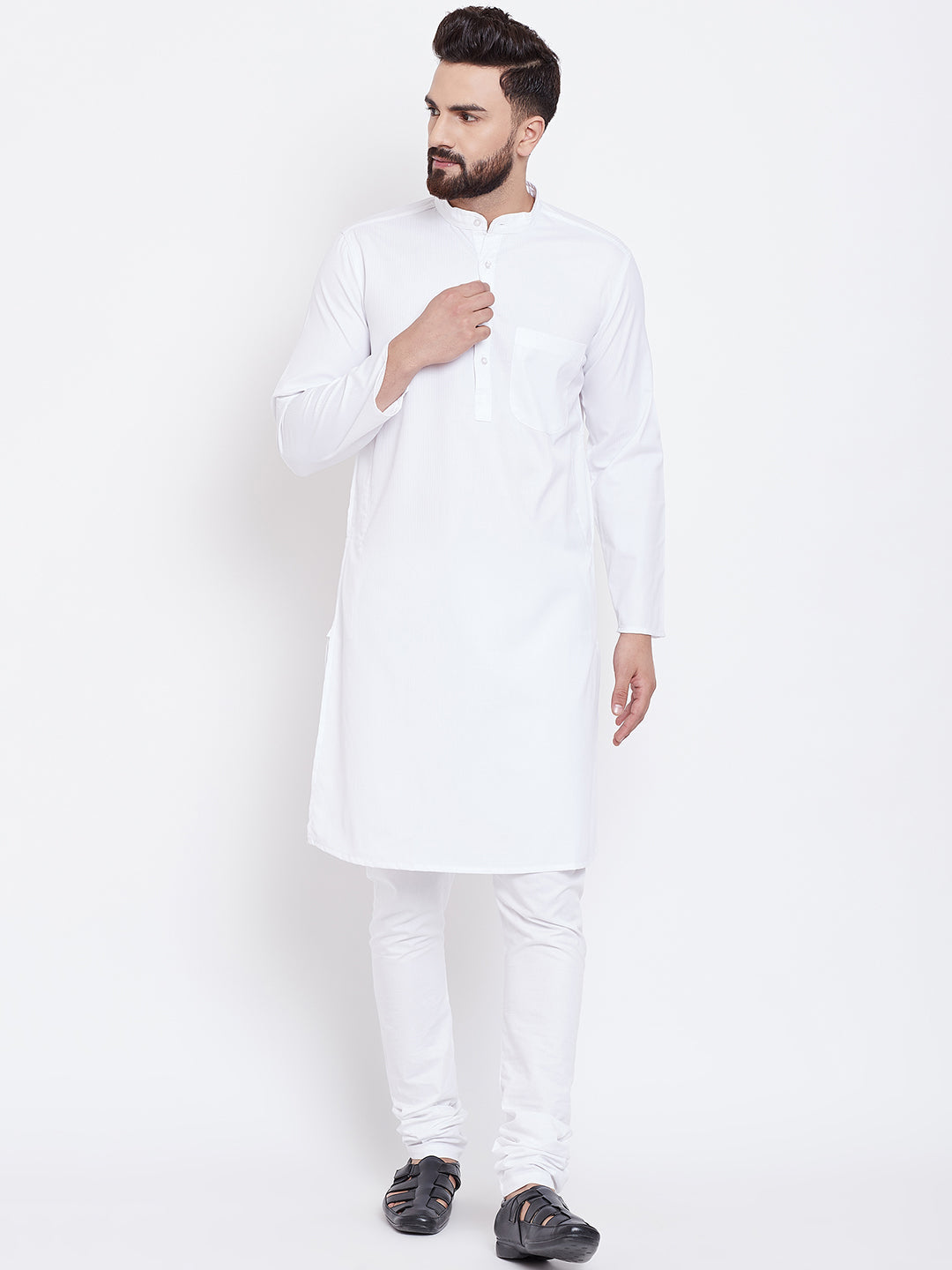 Men's Pure Cotton Kurta With Band Collar - Even Apparels