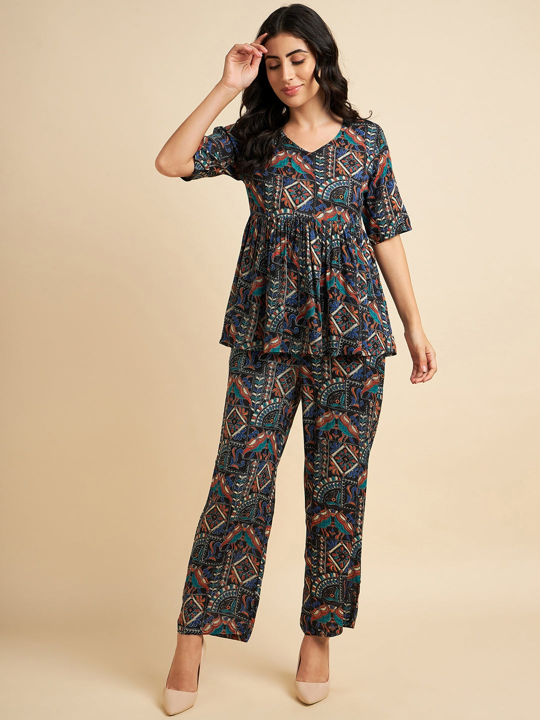 Women's Motif Printed Cotton Co-Ords - Azira