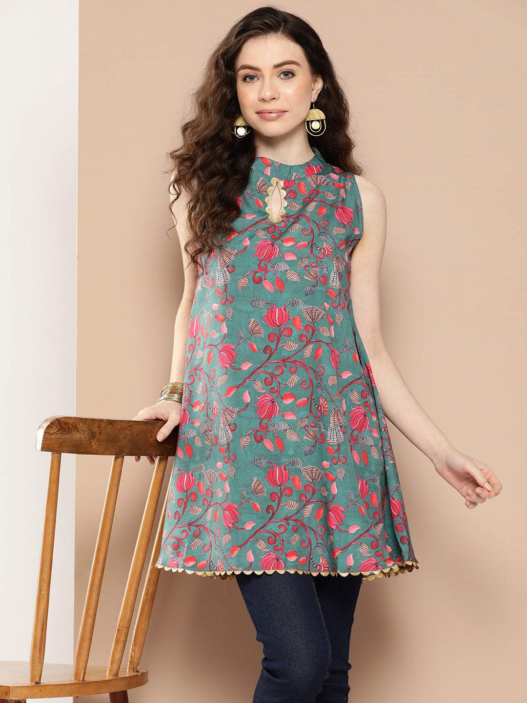 Women's Floral Printed Tunic - Ahalyaa