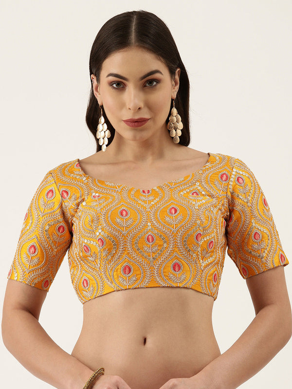 Women's Mustard Coding Work Silk Blouse - Royal Dwells