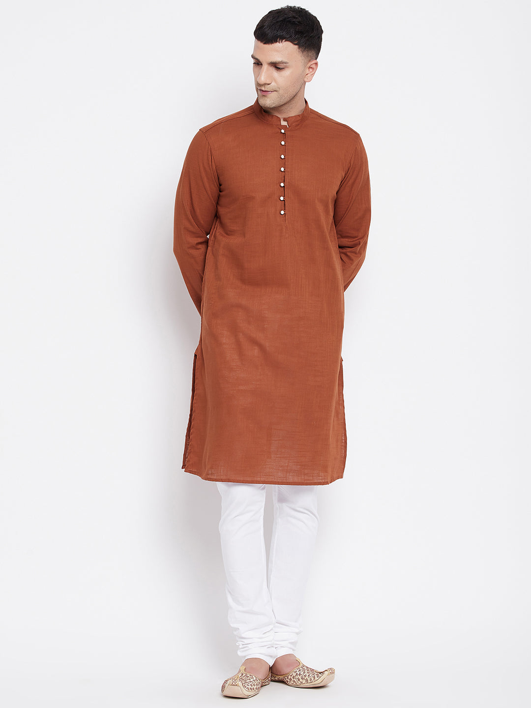 Men's Pure Cotton Kurta With Band Collar - Even Apparels