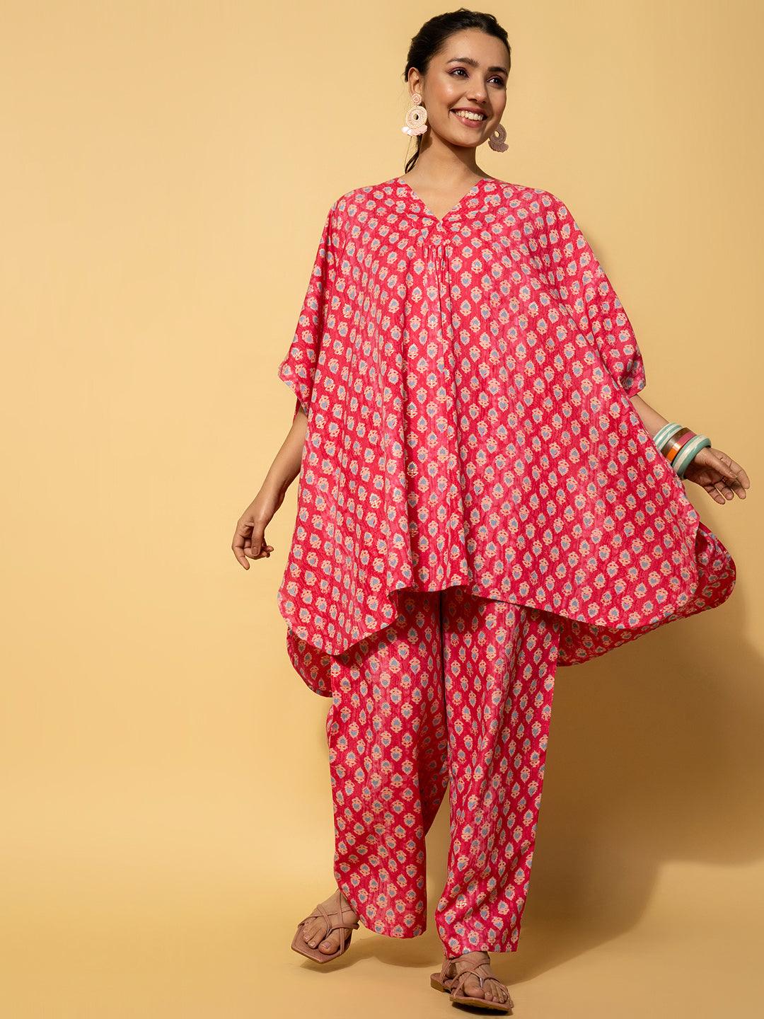 Pink Printed Rayon Co-Ords - Jashvi