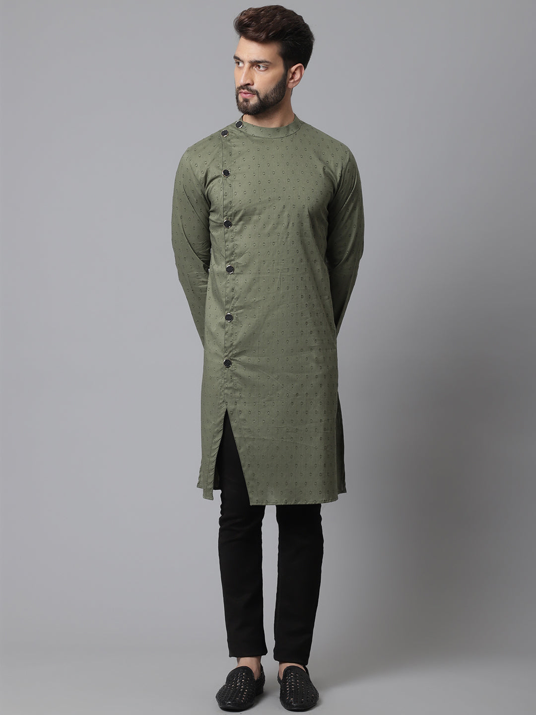 Men's Sherwani Kurta With Asymetrical Cut - Even Apparels