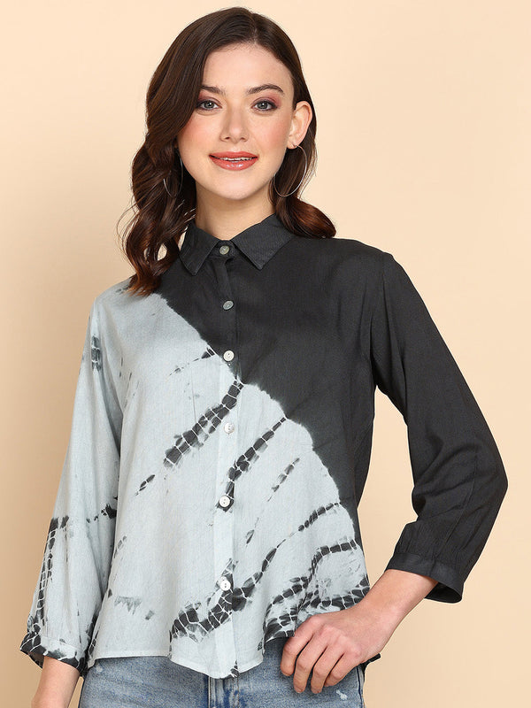 Women's Rayon Black Shirt - Maaesa