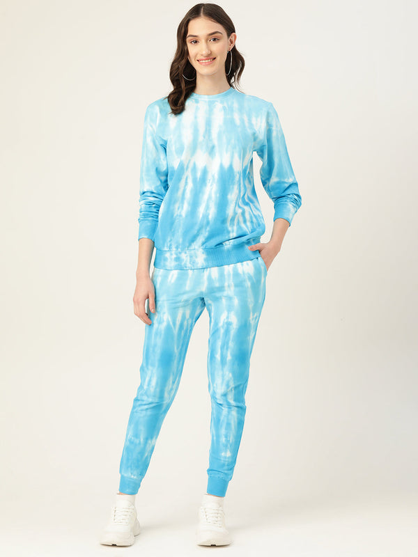 Women's Blue Ombre Dye Sweatshirt With Joggers - Maaesa