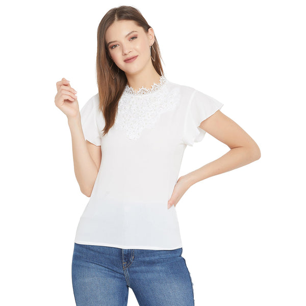 Women's Embellished Self Design Round Neck - Even Apparels