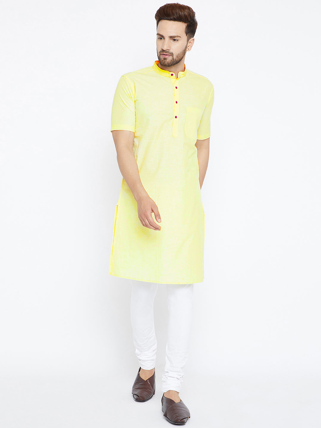 Men's Pure Cotton Kurta With Band Collar - Even Apparels