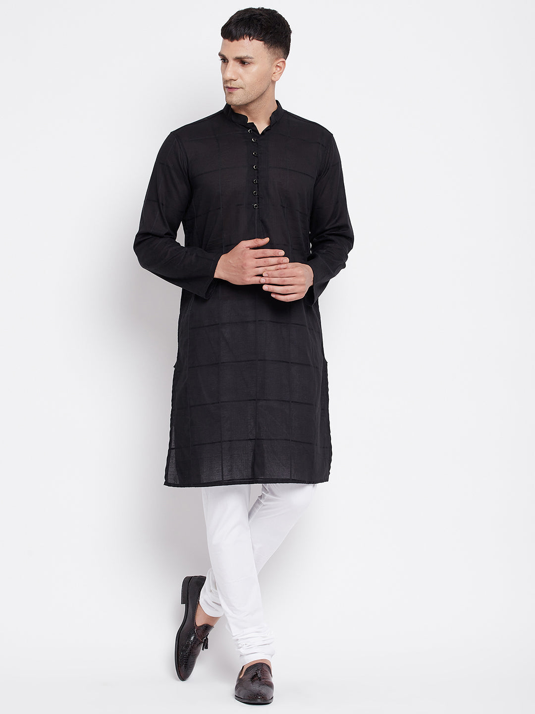 Men's Pure Cotton Kurta With Band Collar - Even Apparels