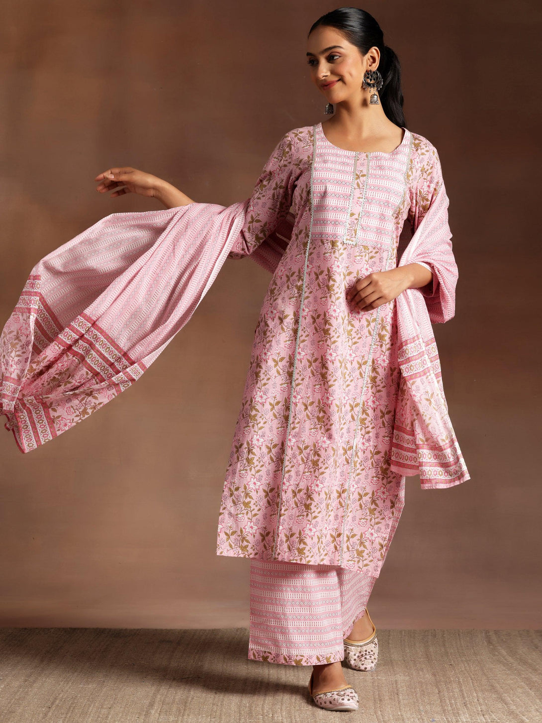 Pink Yoke Design Cotton Straight Suit With Dupatta - Jashvi