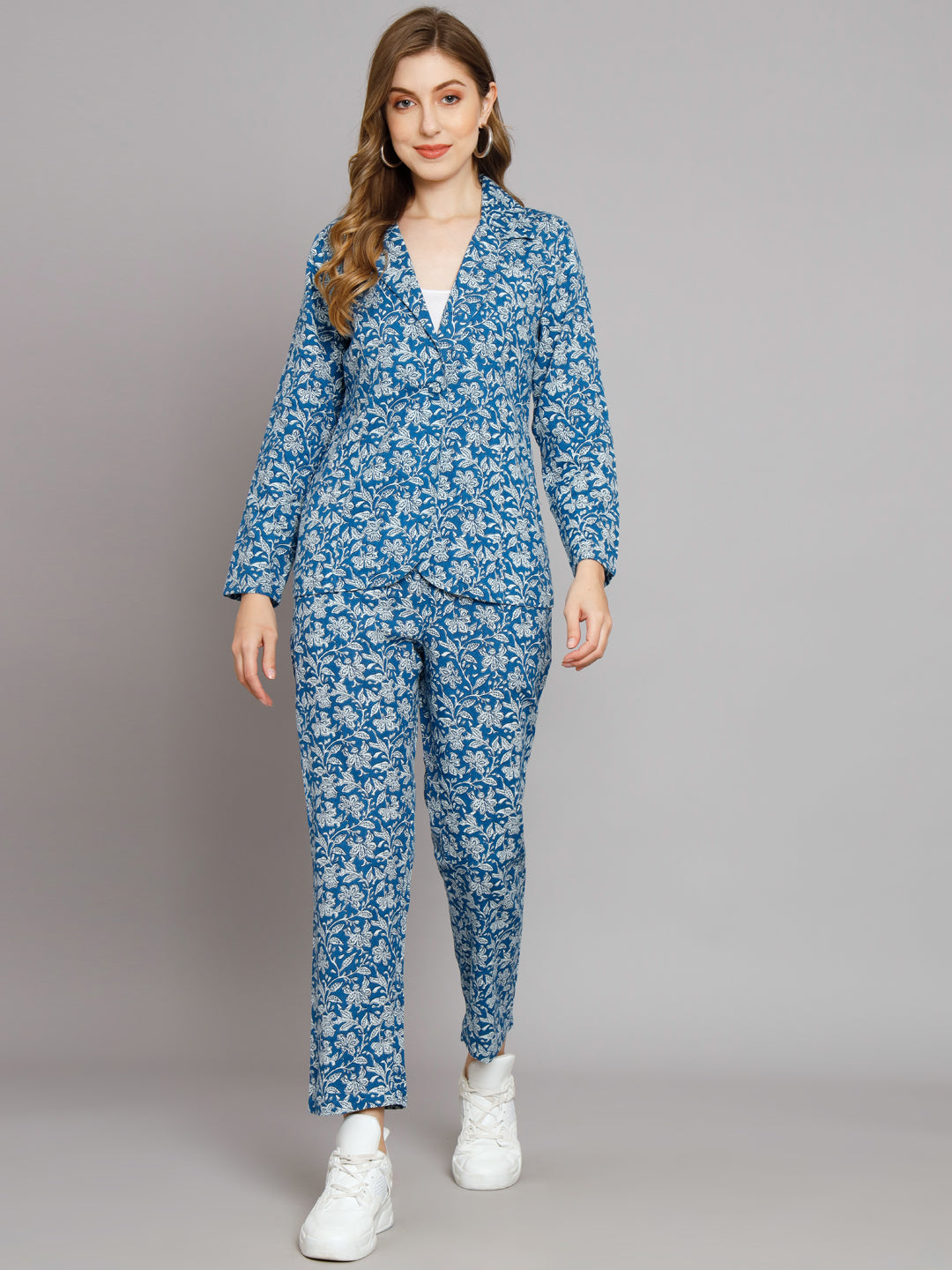 Women's Blue Blazer Trouser Co-Ord Set - Deckedup