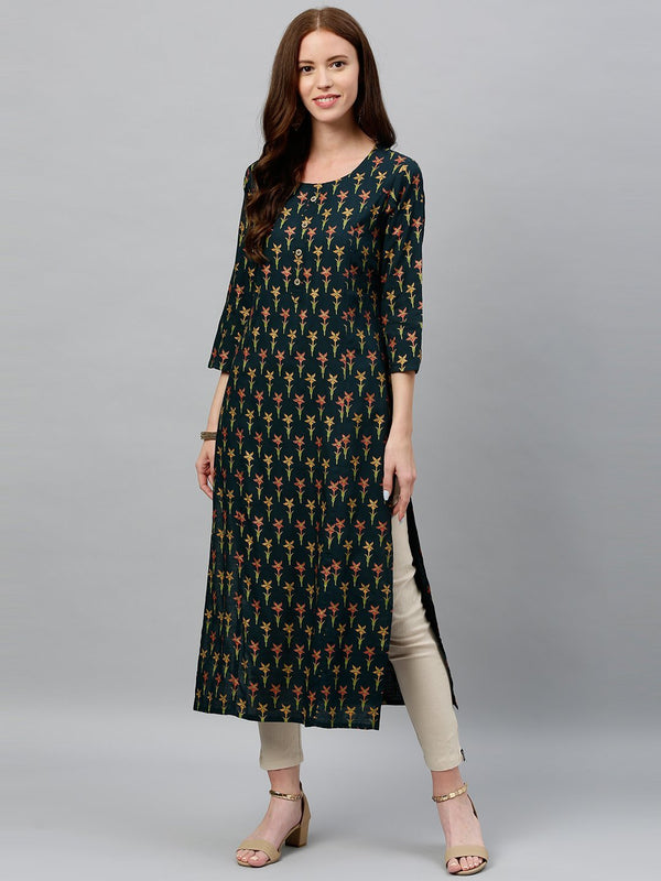 Women's Dark Green Rayon Kurta by Kipek (1pc)