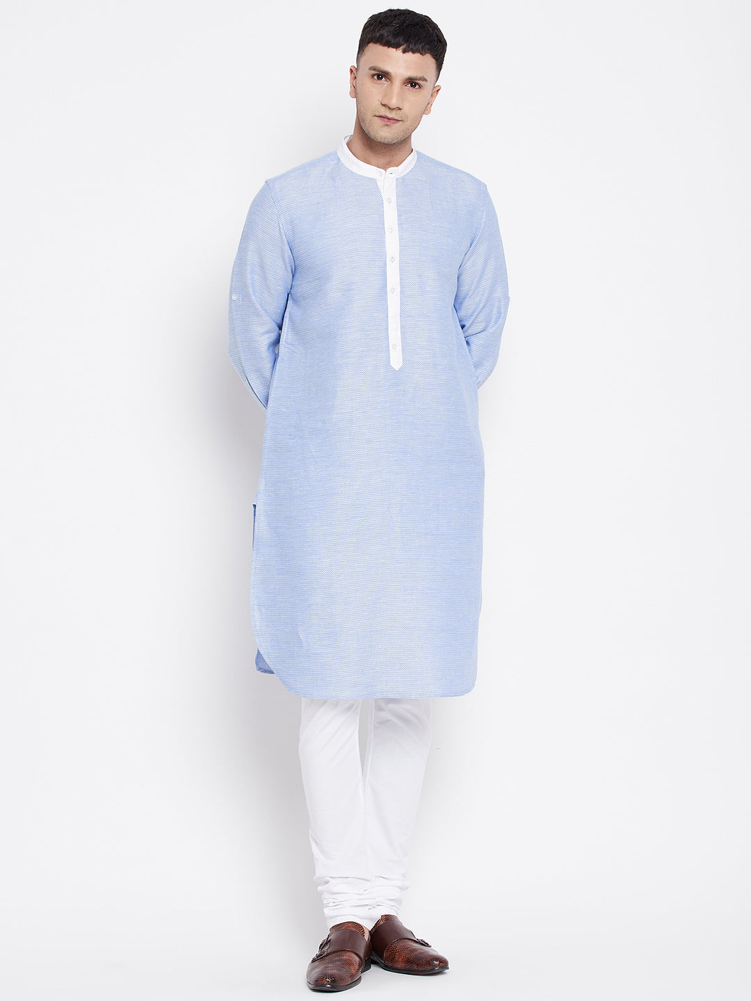 Men's Kurta With Contrast Collar And Placket - Even Apparels