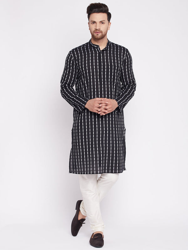 Men's Long Kurta with Band Collar -Even Apparels