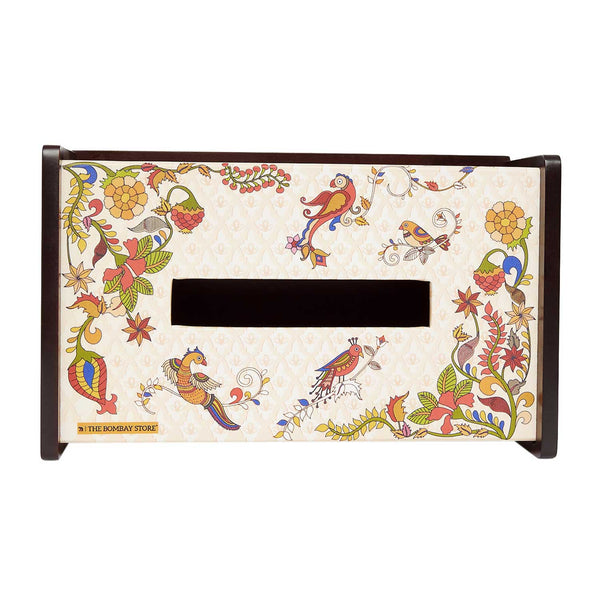 Kalamkari' Birds Printed Tissue Box By India Kreations Decor