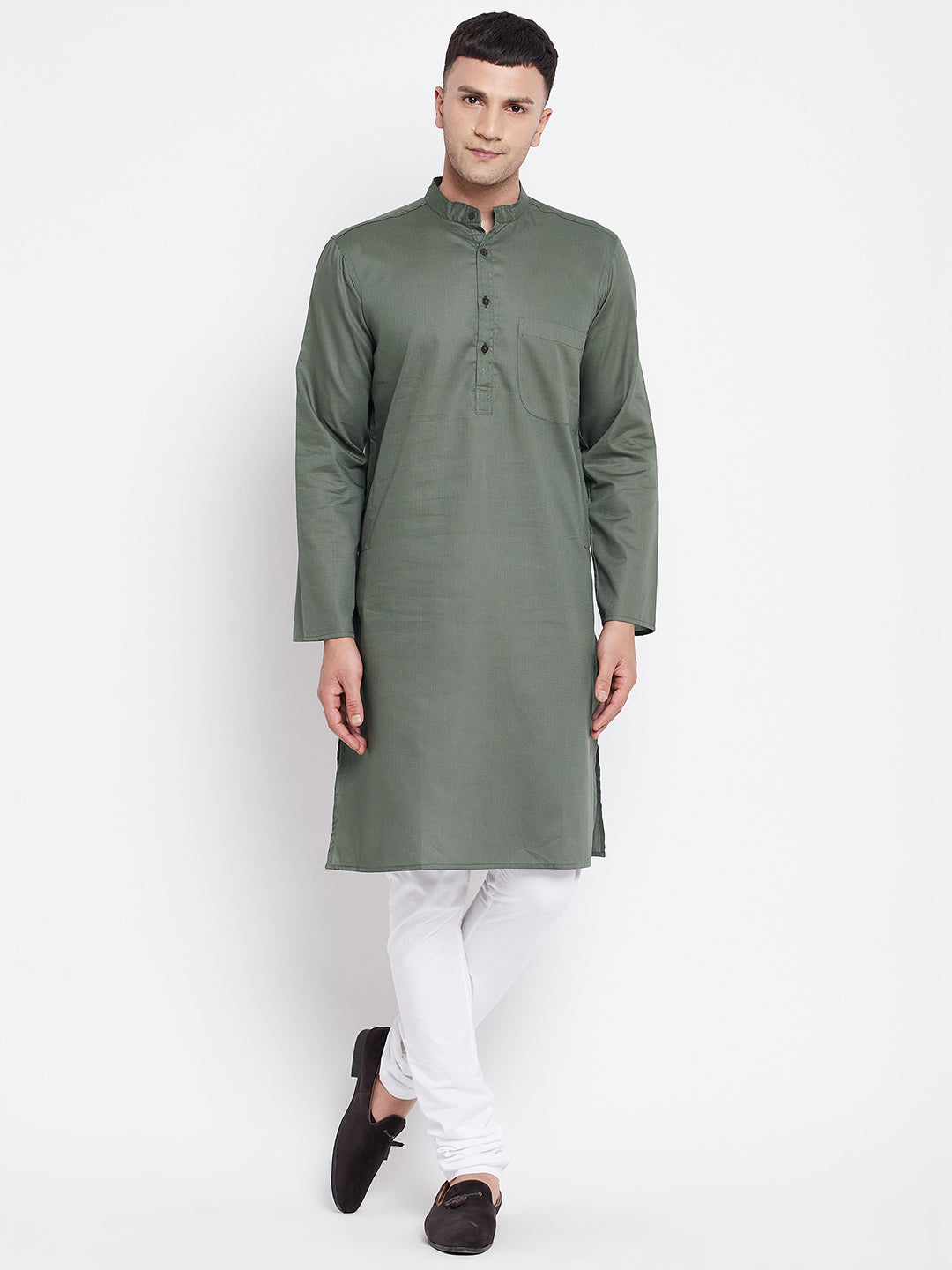 Men's Pure Cotton Kurta With Band Collar - Even Apparels