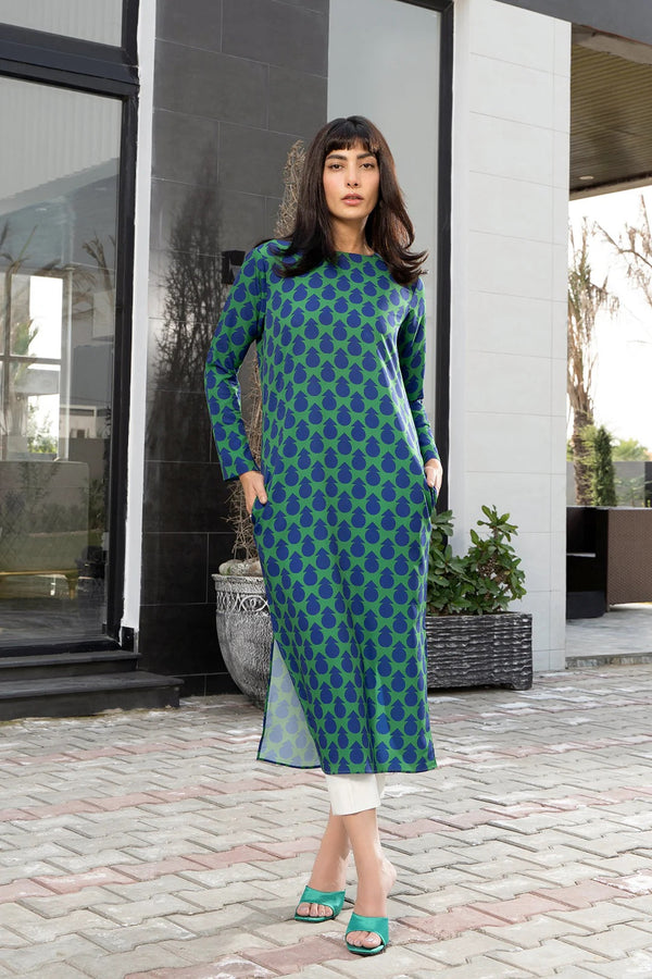 Women's Blue Pine Kurti Top - JSDC