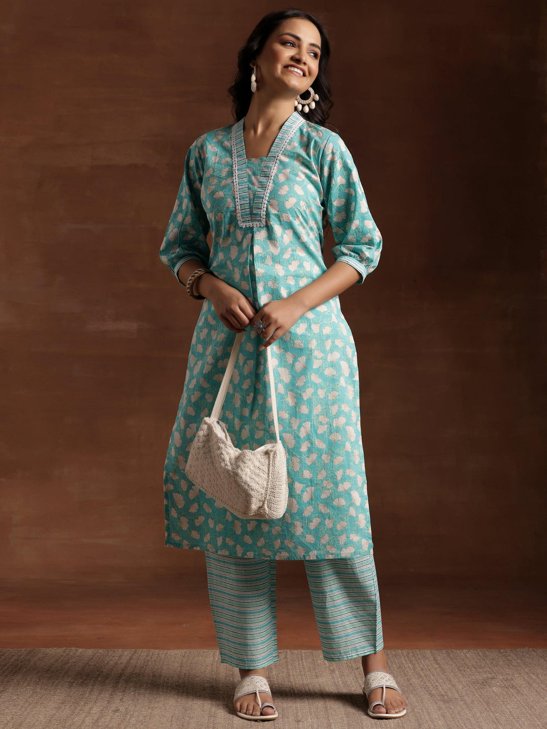 Green Printed Cotton Straight Kurta Set - Jashvi