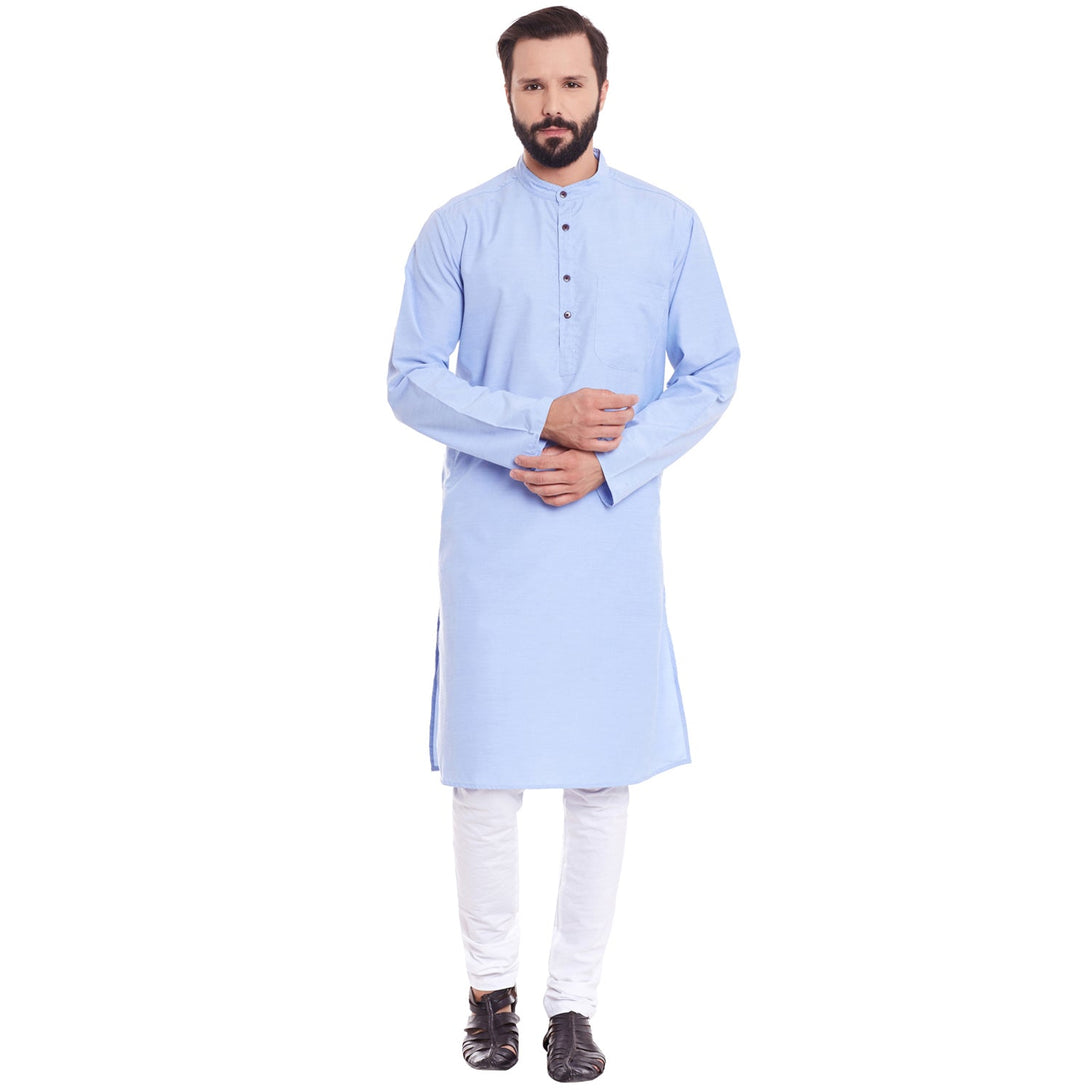 Men's Pure Cotton Kurta With Band Collar - Even Apparels