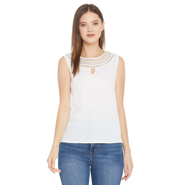 Women's Embellished Self Design Round Neck - Even Apparels