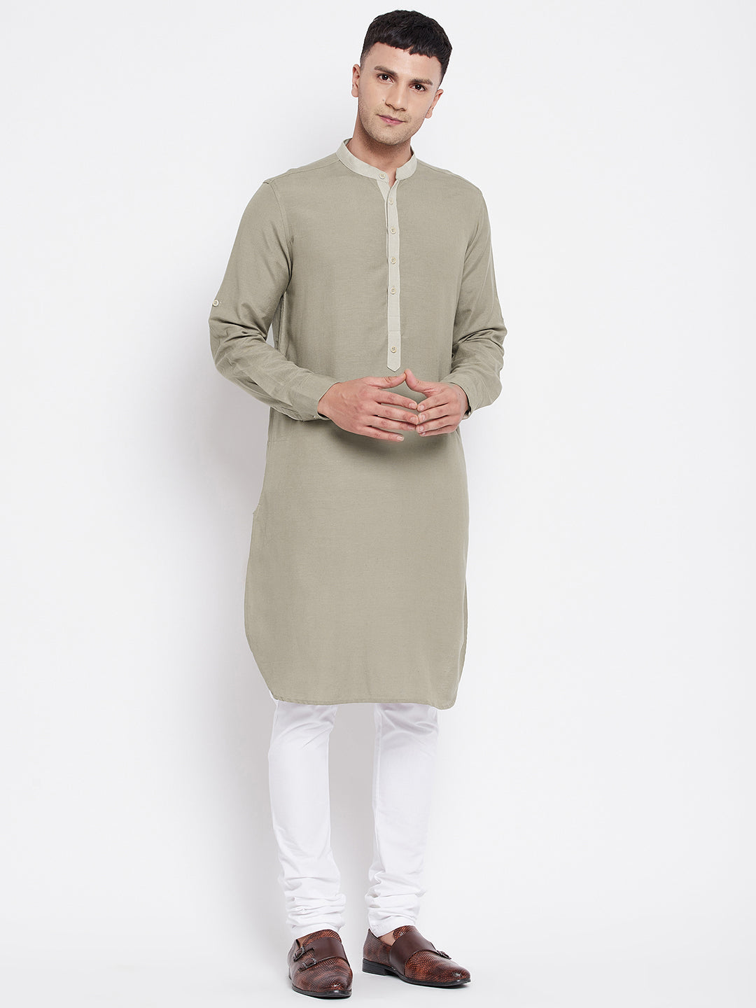 Men's Kurta With Contrast Collar And Placket - Even Apparels