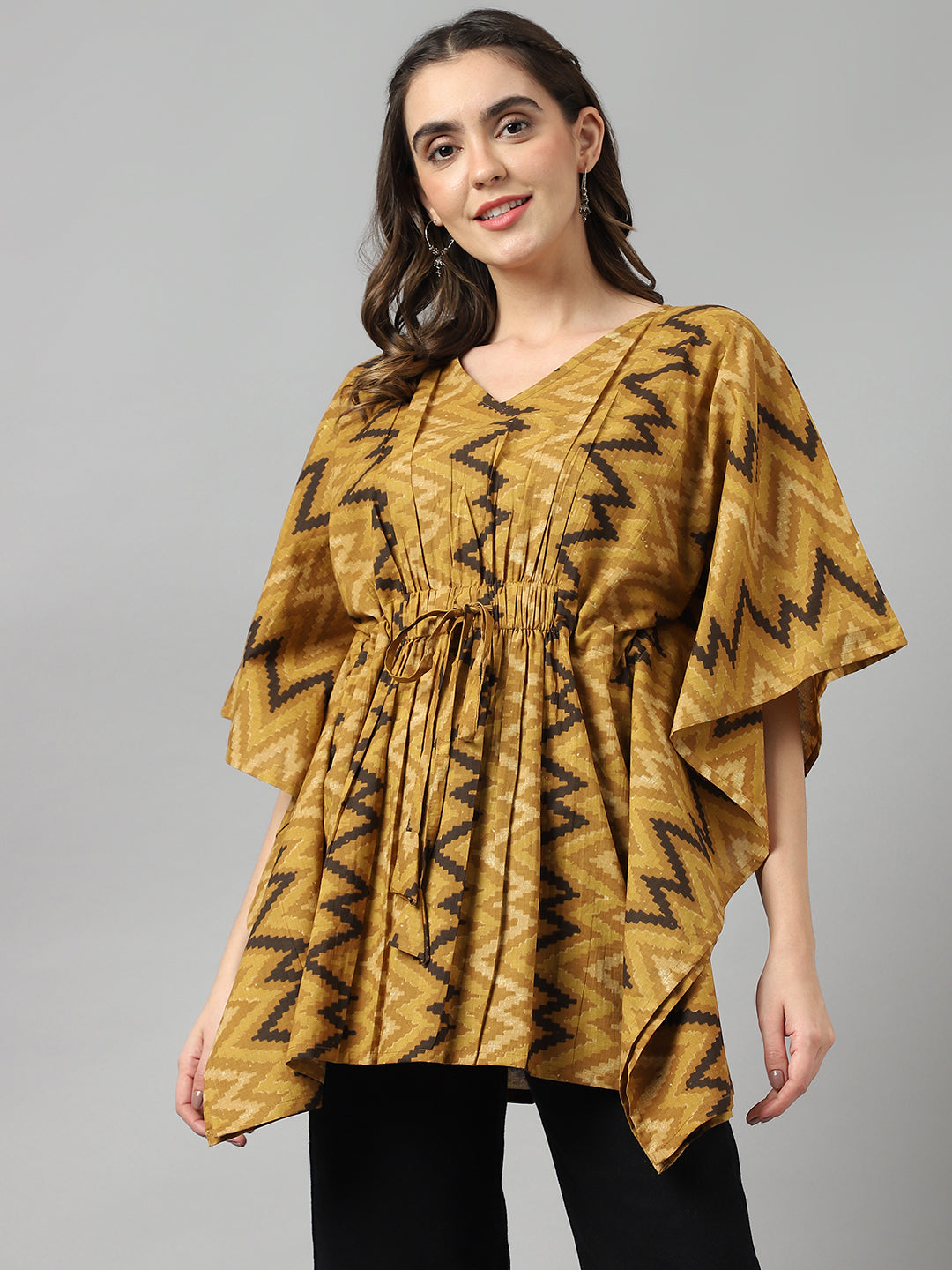 Women's Beautiful Cotton Chevron Print Kaftan Top - Deckedup