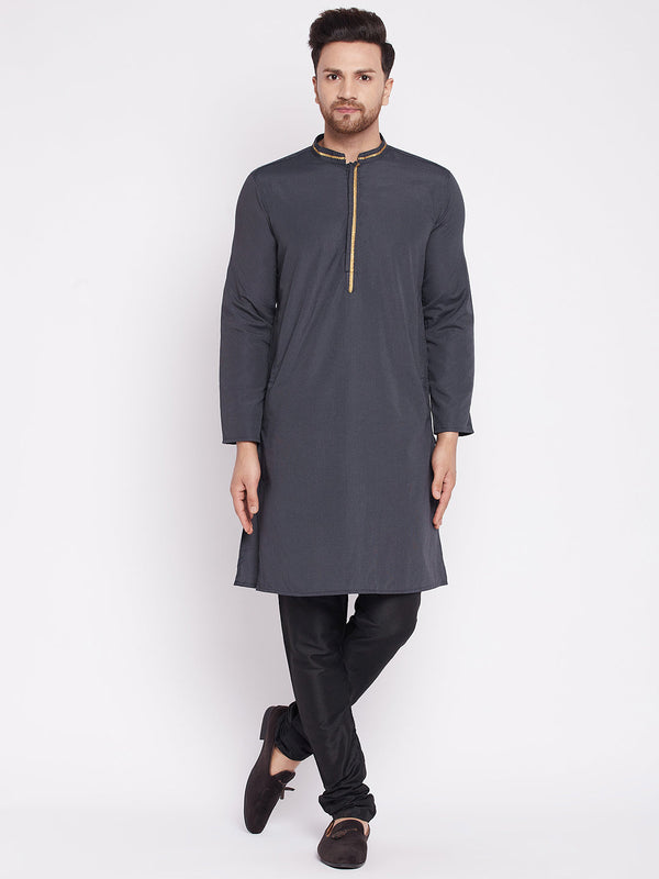 Men's Long Kurta with Band Collar -Even Apparels