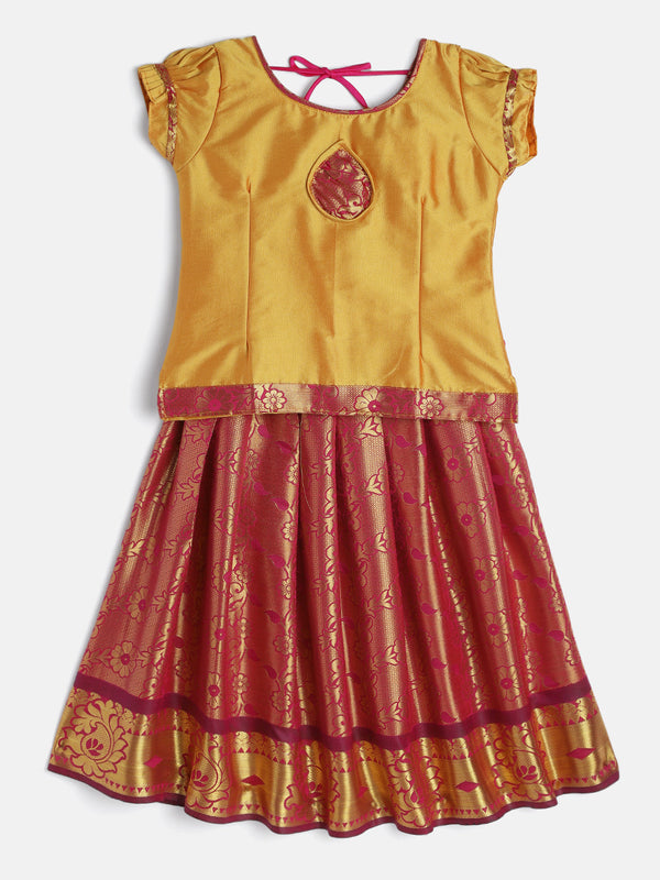 Girl's Gold Color Pavadai Set - BABY LAKSHMI