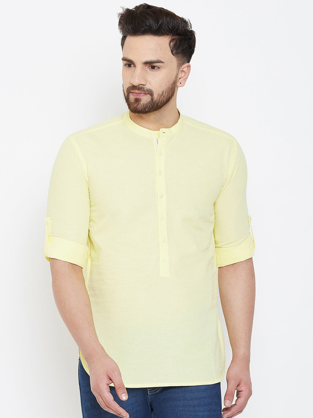 Men's Pure Cotton Kurta With Band Collar - Even Apparels