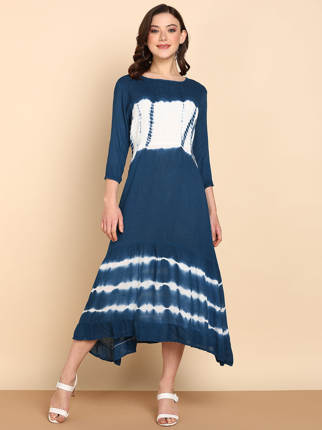 Women's Rayon Blue Regular Dress - Maaesa