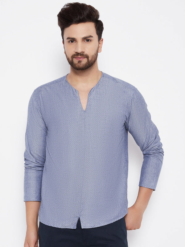 Men's Grey Solid Pure Cotton Kurta - Even Apparels