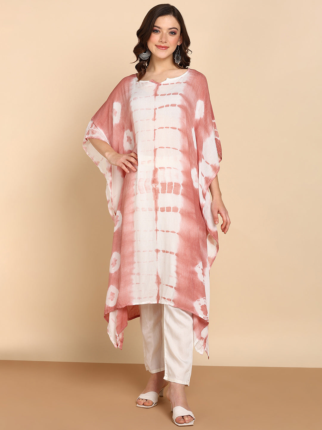 Women's Peach Crepe Kaftan - Maaesa