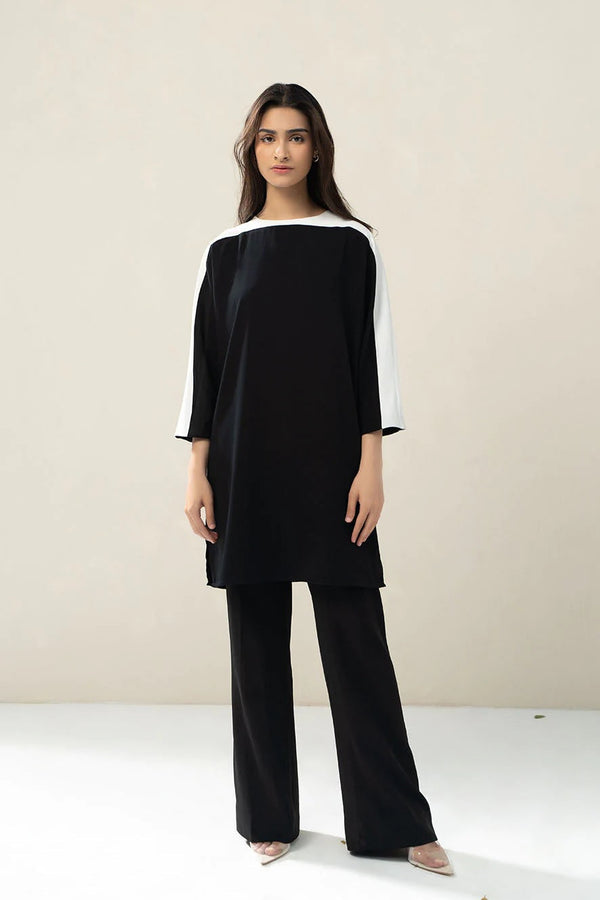 Women's Monochrome Black & White Rayon Top And Pant - Rangnaari