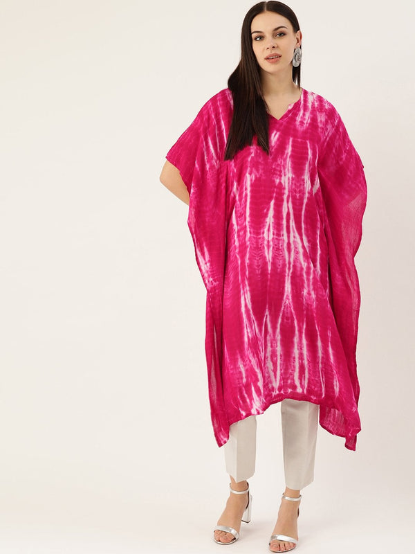 Women's Pink Crepe Kaftan Kurta - Maaesa