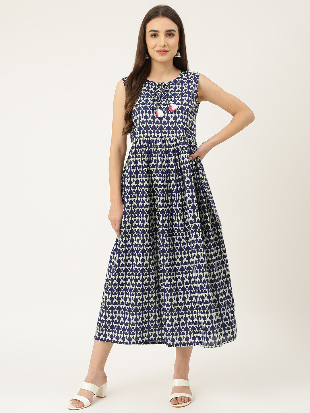 Women's Blue A-Line Pocket Dress - Deckedup