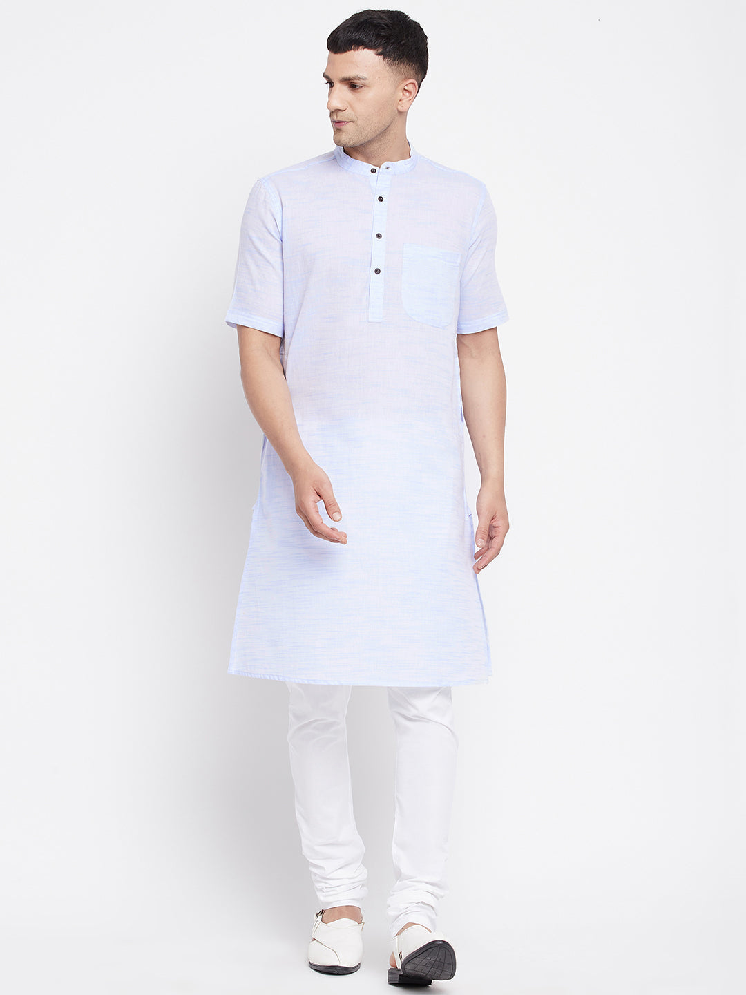 Men's H/S Pure Cotton Kurta With Band Collar - Even Apparels