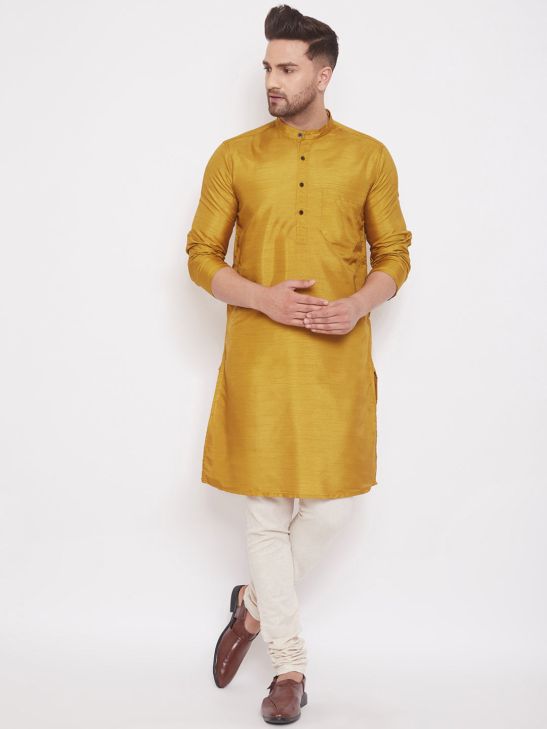 Men's Pure Cotton Kurta With Band Collar - Even Apparels