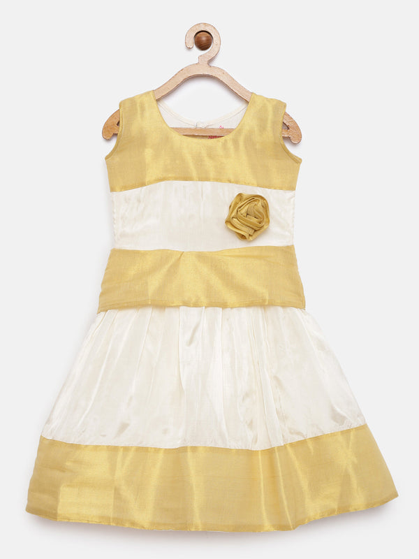 Girl's Offwhite Color Kerala ArtSilk Frock - Kanakadara Kids