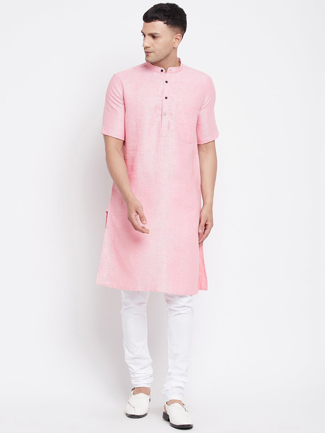 Men's H/S Pure Cotton Kurta With Band Collar - Even Apparels