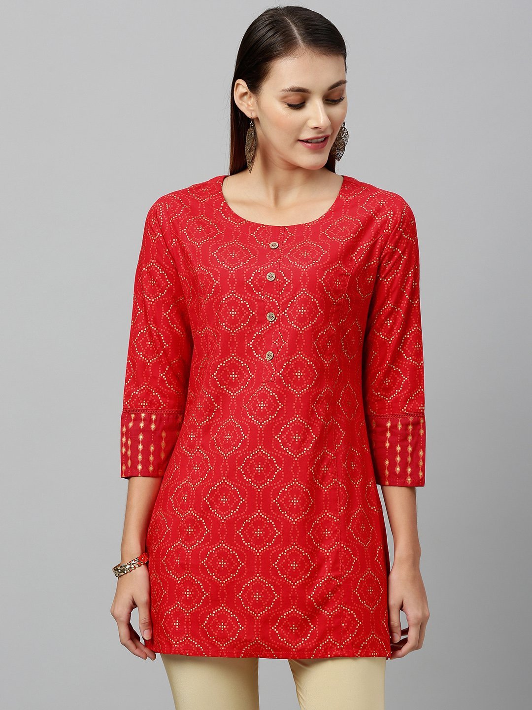 Women's Bandhani Printed Short Kurti by Kipek (1 Pc Set)